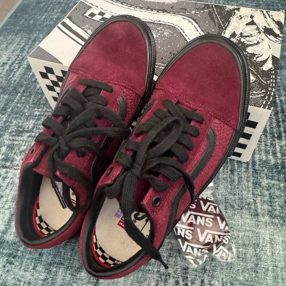 NIB Vans x Breana Geering Skate Old School Burgundy Sneakers